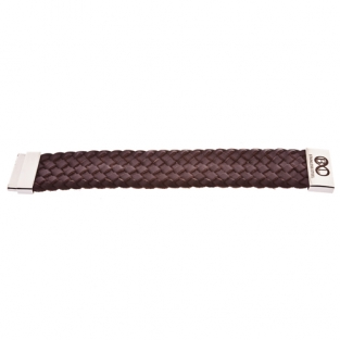 Bruin breed gevlochten armband B&L